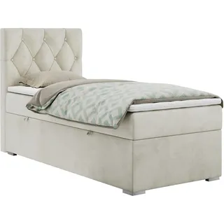MKS Meble Einzelbett mit Bettkasten, jungenbetten 90 cm, Boxspringbett - Alda - links - Beige - H3 - Beige
