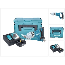 Makita, Elektroblechschere, DJS 200 RG1J Akku Blechschere 18 V 2,0 mm Brushless + 1x Akku 6,0 Ah + Ladegerät + Makpac