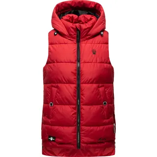 Marikoo Zarinaa Damen Herbst Steppweste mit Kapuze Bodywarmer Vegan Ärmellose Weste Rot Gr. 38 - M - Rot