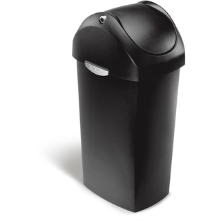 simplehuman CW1333 60 Liter, Schwingdeckel Abfalleimer, schwarzer Kunststoff, 5 Jahre Garantie