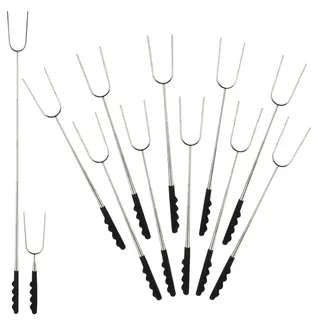 Vilde | Grillgabeln Teleskopisch 24-72 cm - 10er Set - Lagerfeuer Spieße - Edelstahl - Silber