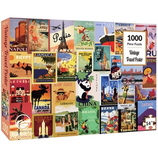 Enphiblue - Puzzle 1000 Teile für Erwachsene, Vintage Reise-Poster Jigsaw-Puzzle, Einzigartiges Design-Spielzeug für pädagogisches Geschenk für Jugendliche und Kinder