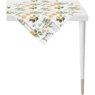 Mitteldecke APELT "7699 SUMMERTIME, Sommerdeko, Sommer" Gr. 2, bunt (weiß, orange, grün, natur), B:100cm L:100cm, Baumwolle, Tischdecken, Mitteldecke, Digitaldruck