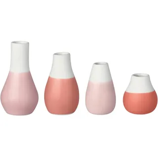 Räder Pastellvasen ZUHAUSE 4er Set aus Porzellan, teilglasiert in Pudertönen, Höhe: 4 cm, 5 cm und 8 cm, Durchmesser: 4 cm, 13614