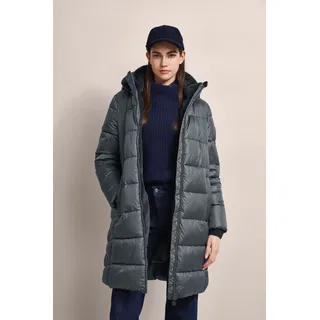 Kurzmantel BUGATTI, Damen, Gr. 36, blau, 60% Polyester, 40% Polyamid, unifarben, loose fit, Bündchen, Mäntel Kurzmantel, mit abtrennbarer Kapuze
