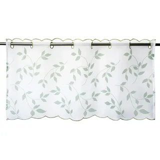 Scheibengardine DELINDO LIFESTYLE "Blätter" Gr. 1, weiß, B:85cm H:45cm, Voile, Polyester, Gardinen, Scheibengardine, mit Stangendurchzug für die Küche