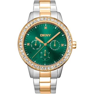 Dkny Parsons Multi Glitz 40 Mm Damenuhr - Silver Grey / Yellow Gold / Bottle Green / Mineral - One Size