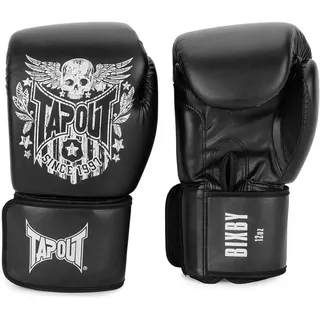 TapouT Boxhandschuhe aus Kunstleder (1Paar) Bixby, Black/Off White, 14 oz,