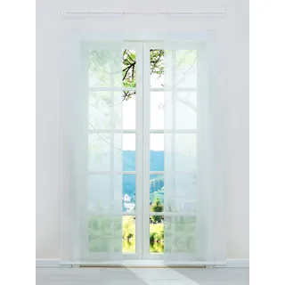 ESLIR Schiebegardinen Voile Flächenvorhänge Set 2er Gardinen mit Klettband Schiebevorhang Transparent Vorhang Uni Weiß BxH 57x225cm 2 Stück