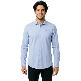 Fynch Hatton 24/7 Explorer Structure Jersey Langarmhemd - Crystal Blue - S