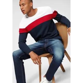 H.I.S Rundhalspullover »neue Farben!« Colorblocking, in leichter Strickqualität, weiß