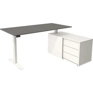 Kerkmann Schreibtisch mit Sideboard MOVE 1 Gestell weiß grafit - Grau, Weiß
