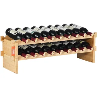 Vevor Weinregal 2-stufig 18 Flaschen 60 x 30 x 80 cm Natürliche Farbe