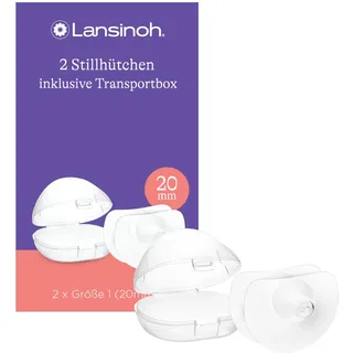 Lansinoh Stillhütchen 20 mm (Größe 1), 2 Stück inkl. Aufbewahrungsbox - angenehmes Tragegefühl - trotz Anlegeschwierigkeiten weiter stillen