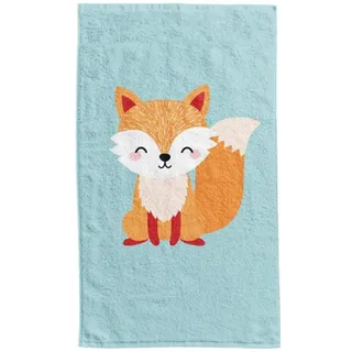 damaloo Kinderhandtuch 30x50cm mit Fuchs Motiv aus Baumwolle - Händetuch für Mädchen & Jungen - Gästehandtuch, Gesichtstuch, Blaues Handtuch - Kleiner Waschlappen 30x50 cm - Kinder Handtuch klein