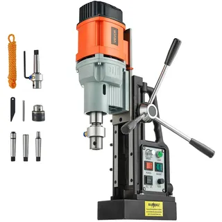 VEVOR Magnetbohrmaschine 1,5 kW 60 mm Bohrdurchmesser 13000 N Leistung, Magnetbohrmaschine mit Morsekegel & einstellbarer Drehzahlen, M3-M16 Gewindeschneiden für Metalloberflächen Heimwerker