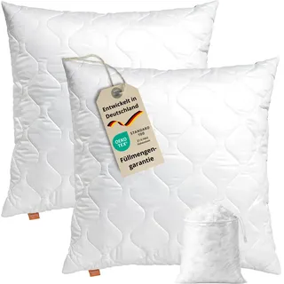 sleepling Kopfkissen 65x65 cm 2er Set, Allergiker Kissen, Komfort 100 | Schlafkissen 65 x 65, Bettkissen, Polster, Pillow, 2 Stück, Füllung: HCS-Faserkugeln, Waschbar, Made in EU, OEKO-TEX