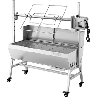 Rotisserie Grill, 38W BBQ Outdoor Pig & Lamb Spit Roaster, Charcoal Spit Roaster with 60 kg Load Capacity & 7-Level Height, Stainless Steel Electric Rotisserie Grill Kit for Camping Outdoor