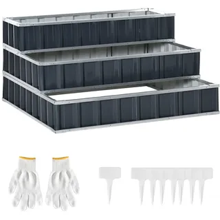 Outsunny Hochbeet, Grau , Holz , 118x62x118 cm , Gartenzubehör, Hochbeete