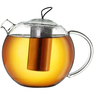 Creano Teekanne 1,5l Jumbo, 3-teilige Glasteekanne im Teekannenset mit integriertem Edelstahl-Sieb & Glas-Deckel, multifunktionale Design-Glas-Teekanne