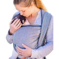 Hoppediz gewebtes Baby-Tragetuch ab Geburt, Neugeboren bis Kleinkind, 100% Baumwolle, London weiß 3,70 m