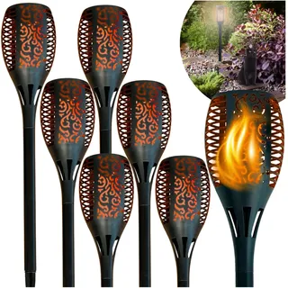 BLIXTAR Set von 6x Solar-Fackel 33 LED, Garten angetrieben Flamme Laterne
