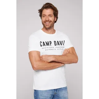 T-Shirt CAMP DAVID, Herren, Gr. 3XL, weiß (opticweiß), Single Jersey, Obermaterial: 100% Baumwolle, bedruckt, unifarben, normal hüftbedeckend, Rundhals, Shirts T-Shirt, mit Logo-Print auf der Vorderseite