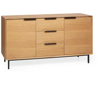 Woodek Sideboard Bergen, Natur Massiveiche , Beige , Holz , Echtholz,Eiche , 150x80x43 cm , FSC 100% , Kleinmöbel, Kommoden, Sideboards