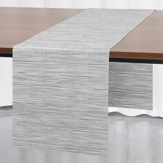 Myir JUN Tischläufer Tischläufer Modern Abwaschbar Outdoor Hitzebeständig PVC für Häuser Esszimmer Restaurants Hotels Party Tischdeko Dekoration 30 x 140 cm (Silber)