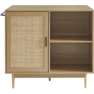 BAÏTA Ilot Central Amana Eiche-Optik und Rattangeflecht, 100 cm