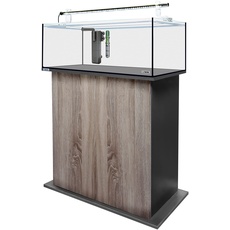 sera AquaTank 96 L mit Acryl Holder und 80 cm Unterschrank Walnut, Aquarium ein Komplettset mit LED Beleuchtung, Innenfilter und Heizer