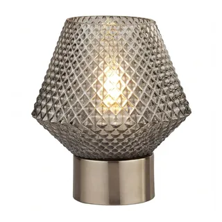 Tischlampe Tischleuchte Jugendstil klein h: 17,5 cm Rauchglas Metall Art Déco