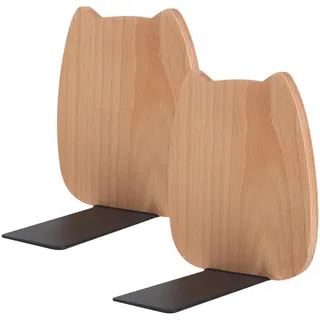 Heiqlay Buchstützen aus Holz, Buchenholz Buchstützen, Anti-Rutsch Bücherstützen, Bücherhalter für Regal, Buchständer Holz für Schule,Zuhause Büro Bibliothek