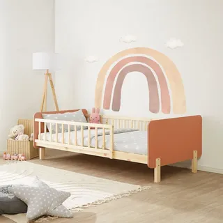 Homestyle4u Kinderbett 90 x 200 cm Kiefer massiv rosa