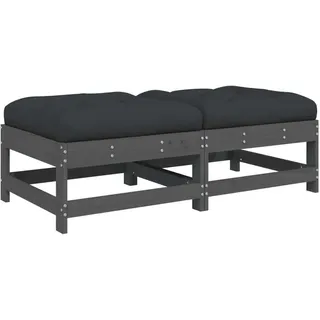 vidaXL Gartenhocker mit Kissen 2 Stk. Grau Massivholz Kiefer - Grau