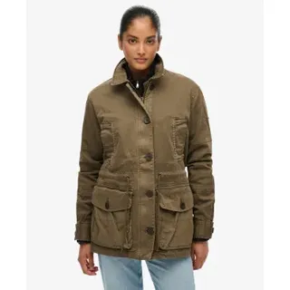 Superdry für Damen. W5011936A Braune Jacke mit verlängerter Taille (XL), Lässig, Baumwolle