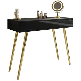 lookway Sienna Konsolentisch 100x81x42 cm Gold/Schwarz Hochglanz
