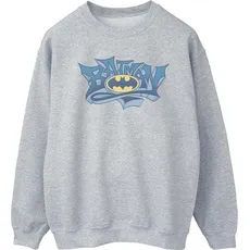 Dc Comics, Herren, Pullover, Batman Graffiti Logo Baumwolle Sweatshirt, Grau, (M)