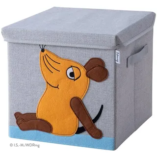 LIFENEY meets Die Maus Aufbewahrungsbox mit Deckel für Kinder – Box mit der kultigen Maus zum Verstauen von Spielzeug – 30 x 30 x 30 cm passend für klassische Würfelregale