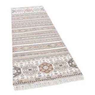 THEKO Wollteppich »Imperial Schaal - 1719« rechteckig 10 mm Höhe reine Wolle, handgeknüpft, mit Fransen, auch als Läufer, weiß