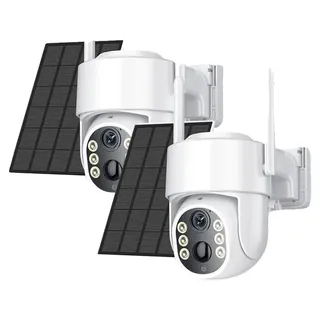 Sicherheitskamera, Solarenergie, Zwei-Wege-Audio, 2Pcs WIFI Solar Cam