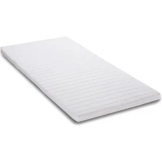 7dreams® Matratzentopper 90 x 200 x 4,5 cm Wellensteppung Allergiker Kern Komfortschaum Extra dick wattiert hoher Schlafkomfort Europe - Weiß