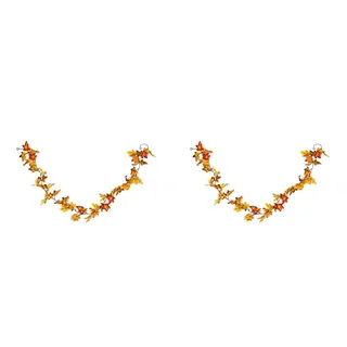 HEITMANN DECO Herbst-Girlande mit Ahorn-Blättern in gelb/orange - Deko-Girlande mit Herbst-Laub - Kunststoff-Blätter (Packung mit 2)