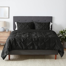 Amazon Basics 3Stück Bettwäsche-Set mit Quetschfalten Tröster Full/Queen schwarz, Geometrisch