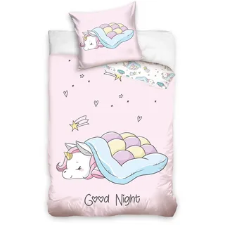 termana Einhorn Bettwäsche 135x200 Kinderbettwäsche Mädchenbettwäsche in rosa, Kissenbezug 80x80 + Bettbezug 135x200, süße Teenager-Bettwäsche