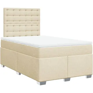 Boxspringbett mit Matratze Creme 120x200 cm Stoff - Creme