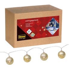 Bild von 31267 - LED Girlande mit 10 LEDs in Warmweiß, Lichterkette mit goldenen Weihnachtskugeln, mit 6 Stunden Timer Funktion, batteriebetrieben, ca. 1,65 m lang, Deko für Innen, Weihnachtsdeko