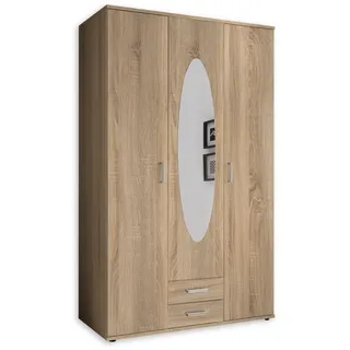 SchlafKONTOR Drehtürenschrank Paul 120 x 195 x 55 cm eiche