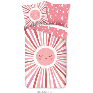 Good Morning Kinderbettwäsche »Sunnymul« 2 Stk. tlg. Baumwolle, 135x200, Reißverschluss, Wendeoptik, Mädchen, Sonne, Rosa