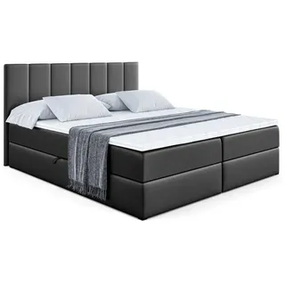 altdecor Boxbett, Schwarz Hochglanz, Holzwerkstoff, Höhe ca. 20 cm 200x200 cm, Schlafzimmer, Betten, Boxspringbetten